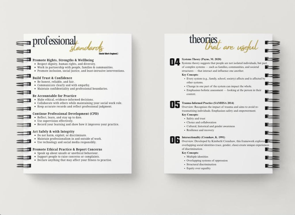 Social work student journal/notepad